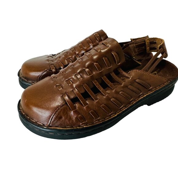 Clarks Women's Brown Sandals Size 7M Cushioned Comfort Braided Leather Slip On - Picture 2 of 10